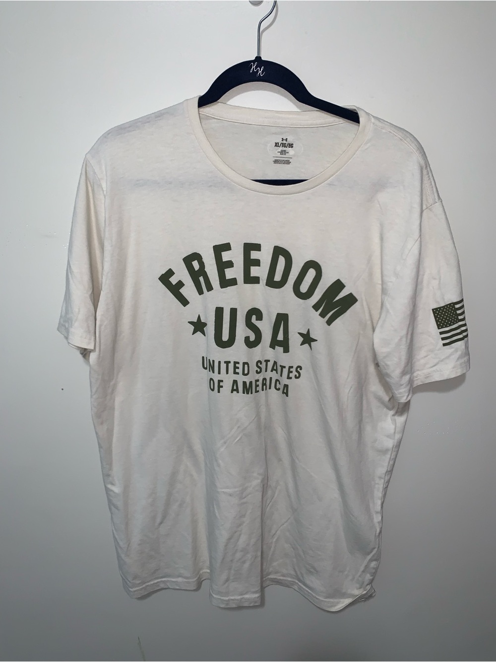 Under Armour Short Sleeve Tee with Olive 'FREEDOM USA' Print